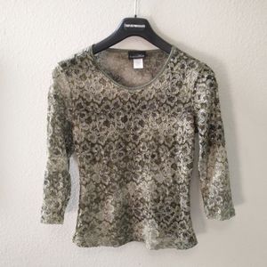 Brittany Black green and silver blouse 3/4 sleeve